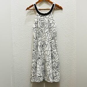 Frank Lyman Design Black and White Rose Midi Dress